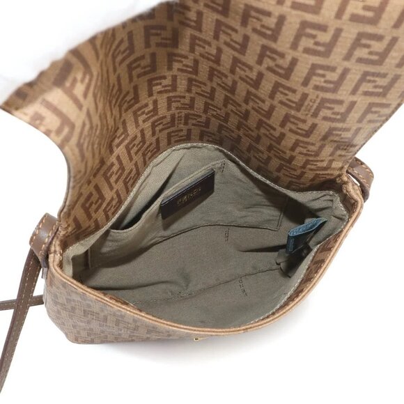 FENDI Zucchino Shoulder Bag PVC Leather Brown 8BT075 90285401 - Picture 8 of 11